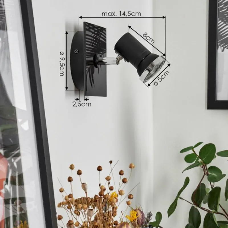 hofstein Applique murale Lanrigan Chrome, Noir, 1 lumière