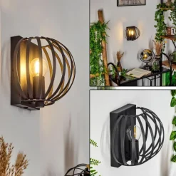 Style Boho-Chic-hofstein Applique murale Lepa Noir, 1 lumière