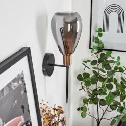 Suspension Verre Fumé-hofstein Applique murale Lincura Laiton, Noir, 1 lumière