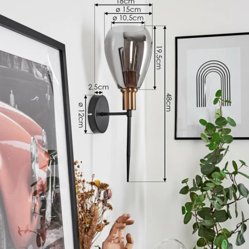 Suspension Verre Fumé-hofstein Applique murale Lincura Laiton, Noir, 1 lumière