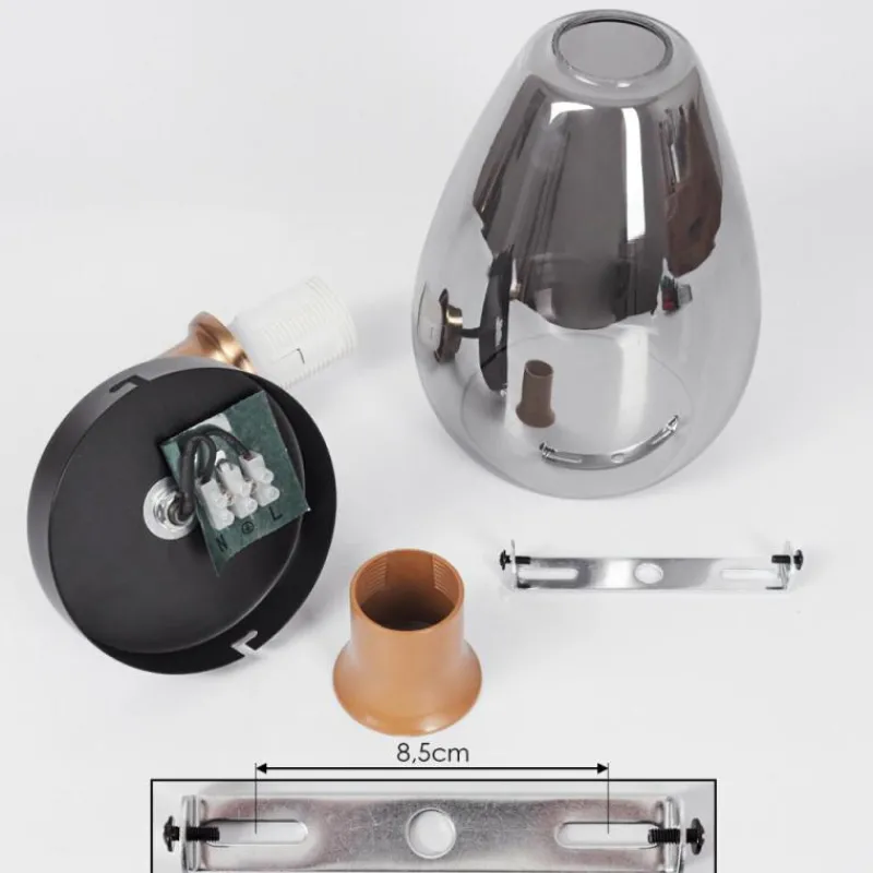 Suspension Verre Fumé-hofstein Applique murale Lincura Laiton, Noir, 1 lumière