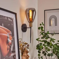 Suspension Verre Fumé-hofstein Applique murale Lincura Laiton, Noir, 1 lumière