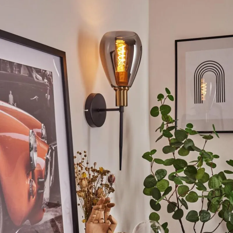 Suspension Verre Fumé-hofstein Applique murale Lincura Laiton, Noir, 1 lumière