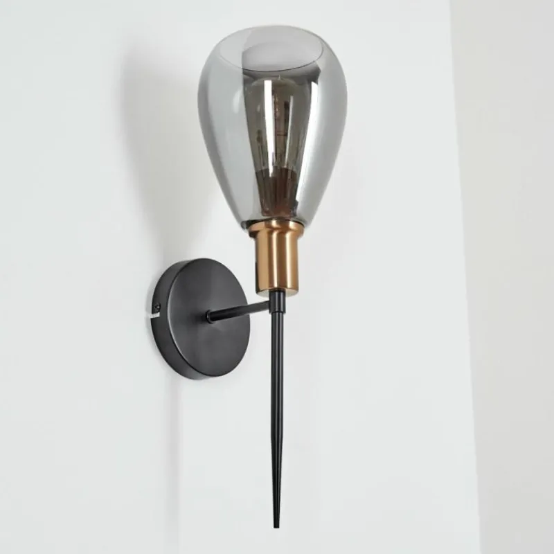 Suspension Verre Fumé-hofstein Applique murale Lincura Laiton, Noir, 1 lumière