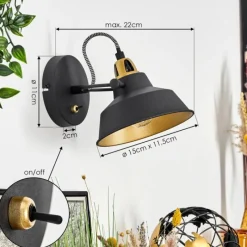 Lampes Dorées-hofstein Applique murale Llanage Noir, Blanc, 1 lumière