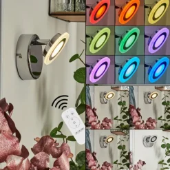hofstein Applique murale Lucy LED Chrome, 1 lumière, Télécommandes, Changeur de couleurs