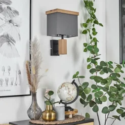 Lampes En Tissu-hofstein Applique murale Lure Brun, Couleur bois, Noir, 1 lumière