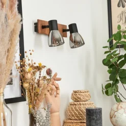 Suspension Verre Fumé-hofstein Applique murale Murianette Écru, Noir, 2 lumières