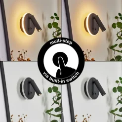 hofstein Applique murale Orchaise LED Noir, Blanc, 2 lumières