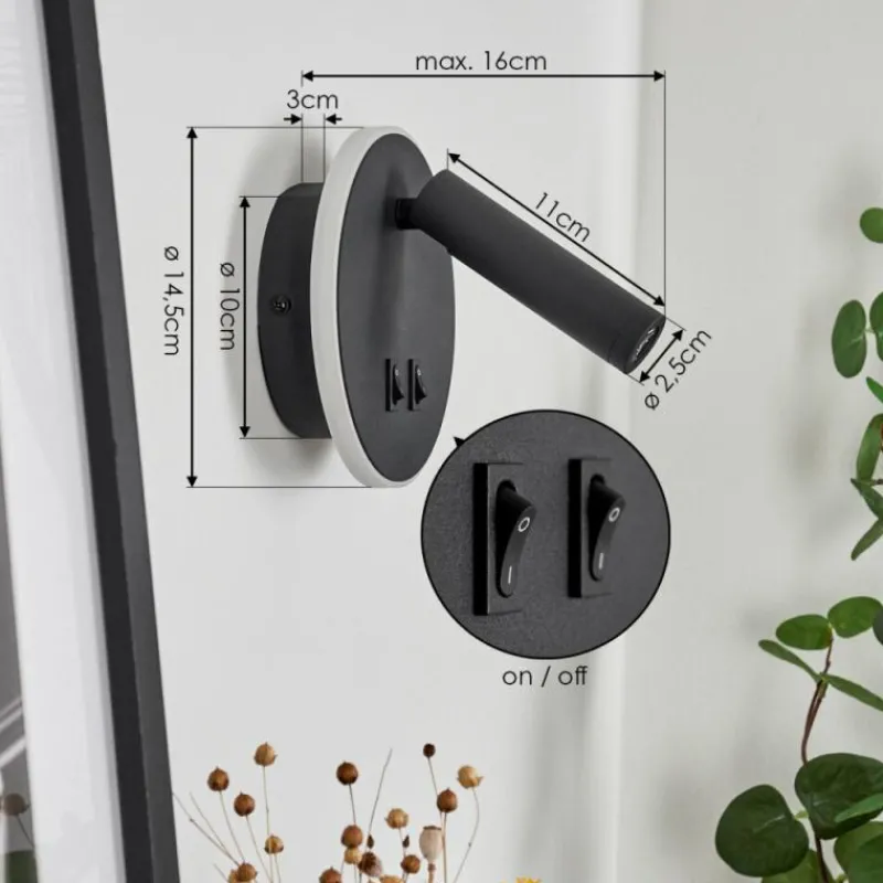 hofstein Applique murale Orchaise LED Noir, Blanc, 2 lumières