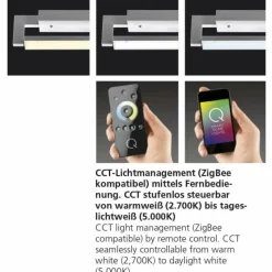 Paul Neuhaus Q-Serie Applique Murale / Plafonnier Paul Neuhaus Q-Matteo LED Aluminium, 2 lumières, Télécommandes