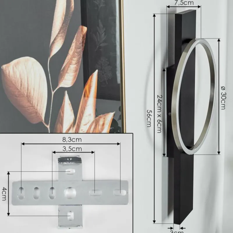 hofstein Applique murale Pompu LED Noir, 1 lumière