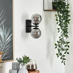 Suspension Verre Fumé-hofstein Applique murale Remaisnil Noir, 2 lumières