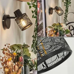 Style Boho-Chic-hofstein Applique murale Roto Noir, 1 lumière