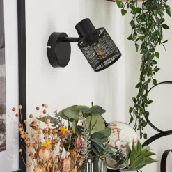 Style Boho-Chic-hofstein Applique murale Roto Noir, 1 lumière