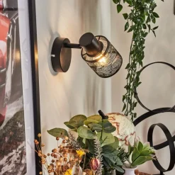 Style Boho-Chic-hofstein Applique murale Roto Noir, 1 lumière