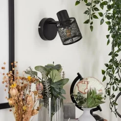 Style Boho-Chic-hofstein Applique murale Roto Noir, 1 lumière