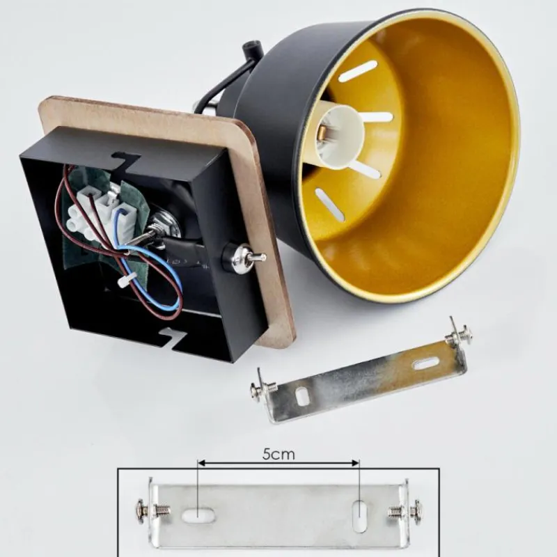 Lampes Dorées-hofstein Applique murale Safari Chrome, Bois foncé, Noir, 1 lumière