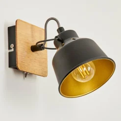 Lampes Dorées-hofstein Applique murale Safari Chrome, Écru, Noir, 1 lumière