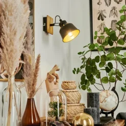 Lampes Dorées-hofstein Applique murale Safari Chrome, Écru, Noir, 1 lumière