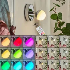 hofstein Applique murale Sanchequias LED Chrome, 1 lumière, Télécommandes, Changeur de couleurs