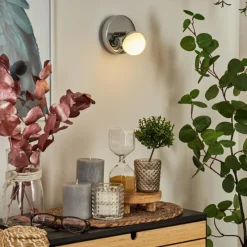 hofstein Applique murale Sanchequias LED Chrome, 1 lumière, Télécommandes, Changeur de couleurs