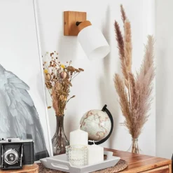 Luminaires Scandinaves-hofstein Applique murale Tercier Argent Oxydé, Écru, 1 lumière