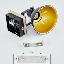 Lampes Dorées-hofstein Applique murale Tina Chrome, Bois clair, Noir, 1 lumière