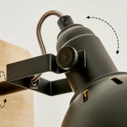 Lampes Dorées-hofstein Applique murale Tina Chrome, Bois clair, Noir, 1 lumière