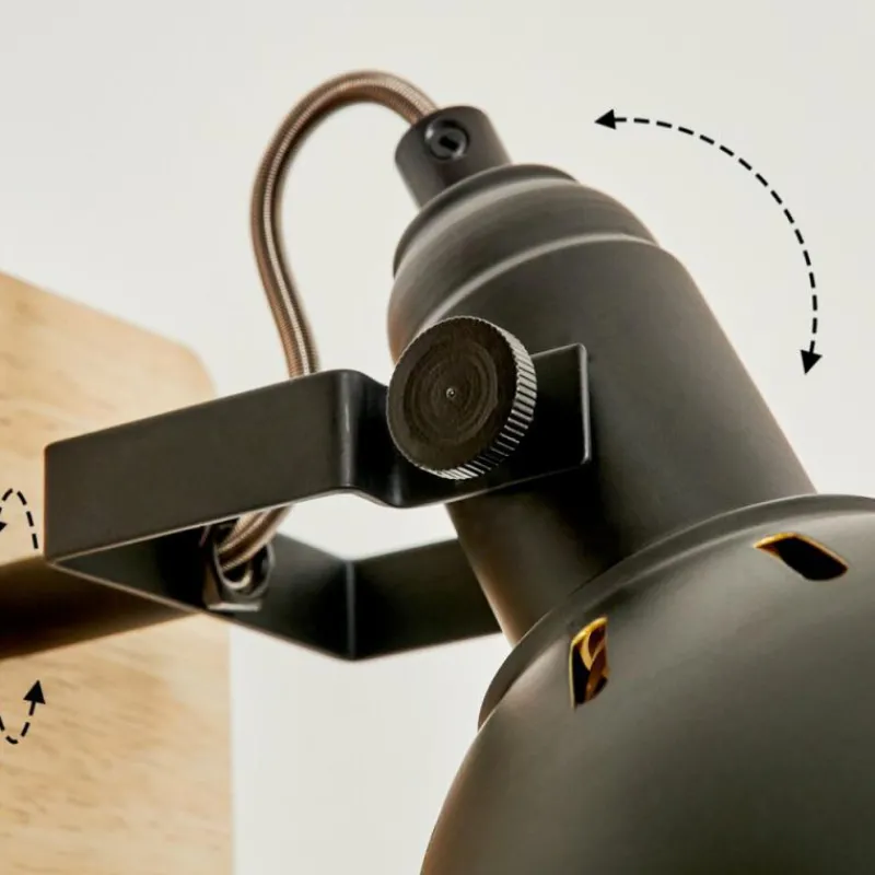 Lampes Dorées-hofstein Applique murale Tina Chrome, Bois clair, Noir, 1 lumière