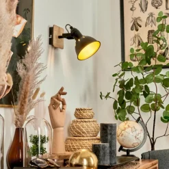 Lampes Dorées-hofstein Applique murale Tina Chrome, Bois clair, Noir, 1 lumière