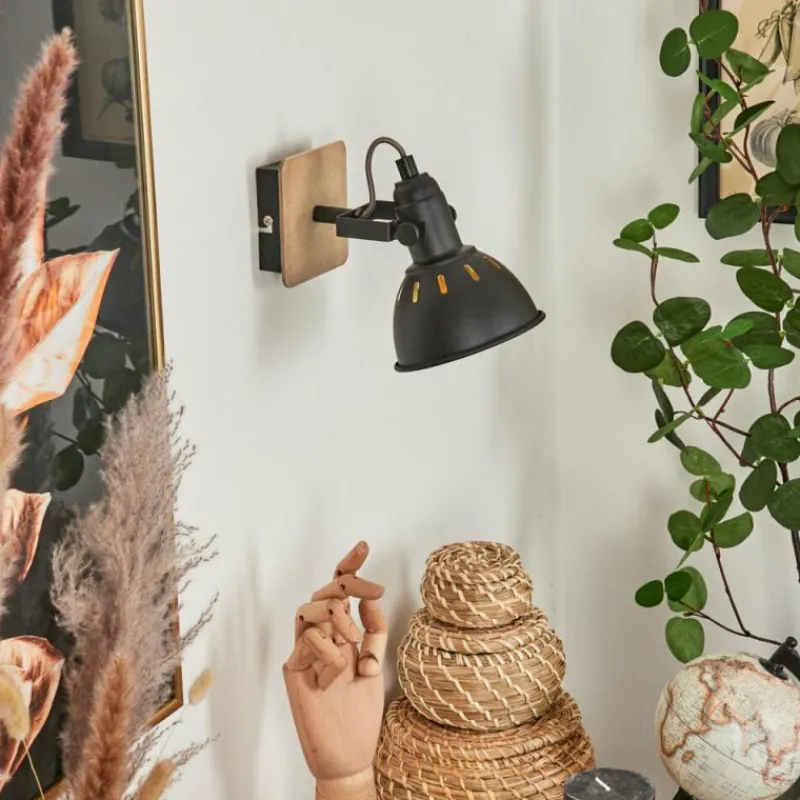 Lampes Dorées-hofstein Applique murale Tina Chrome, Bois foncé, Noir, 1 lumière