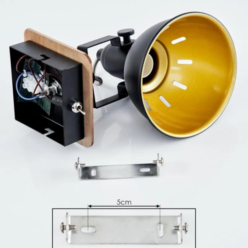 Lampes Dorées-hofstein Applique murale Tina Chrome, Bois foncé, Noir, 1 lumière