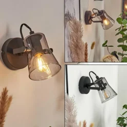 Suspension Verre Fumé-hofstein Applique murale Trajouca Noir, 1 lumière