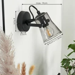 Suspension Verre Fumé-hofstein Applique murale Trajouca Noir, 1 lumière