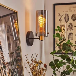 Suspension Verre Fumé-hofstein Applique murale Vaurois Laiton, Noir, 1 lumière