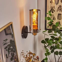 Suspension Verre Fumé-hofstein Applique murale Vaurois Laiton, Noir, 1 lumière