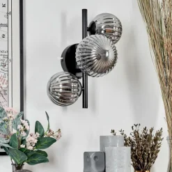 hofstein Applique murale - Verre 10, 12 cm Chehalis Fumé, 3 lumières