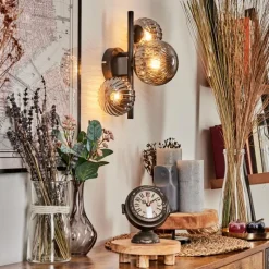 hofstein Applique murale - Verre 10, 12 cm Chehalis Fumé, 3 lumières