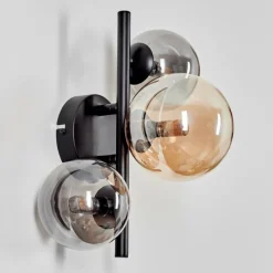 hofstein Applique murale - Verre 10, 12 cm Chehalis Ambre, Fumé, 3 lumières