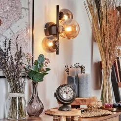 hofstein Applique murale - Verre 10, 12 cm Chehalis Ambre, Fumé, 3 lumières