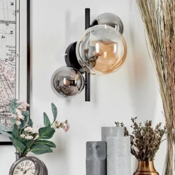 hofstein Applique murale - Verre 10, 15 cm Chehalis Ambre, Fumé, 3 lumières