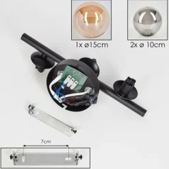 hofstein Applique murale - Verre 10, 15 cm Chehalis Ambre, Fumé, 3 lumières