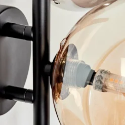 hofstein Applique murale - Verre 10, 15 cm Chehalis Ambre, Fumé, 3 lumières