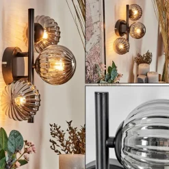 hofstein Applique murale - Verre 10 cm Chehalis Fumé, 3 lumières