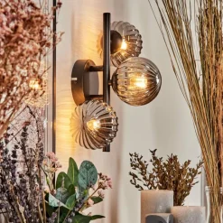 hofstein Applique murale - Verre 10 cm Chehalis Fumé, 3 lumières