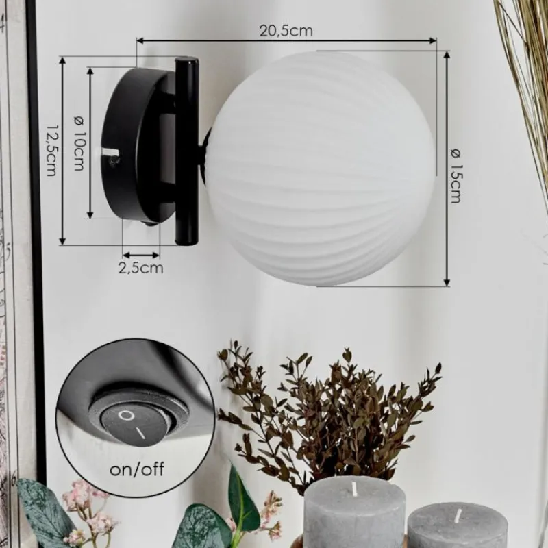 hofstein Applique murale - Verre 15 cm Chehalis Blanc, 1 lumière