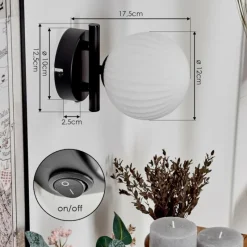 hofstein Applique murale - Verre 12 cm Chehalis Blanc, 1 lumière