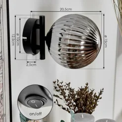 hofstein Applique murale - Verre 15 cm Chehalis Fumé, 1 lumière