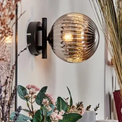 hofstein Applique murale - Verre 15 cm Chehalis Fumé, 1 lumière